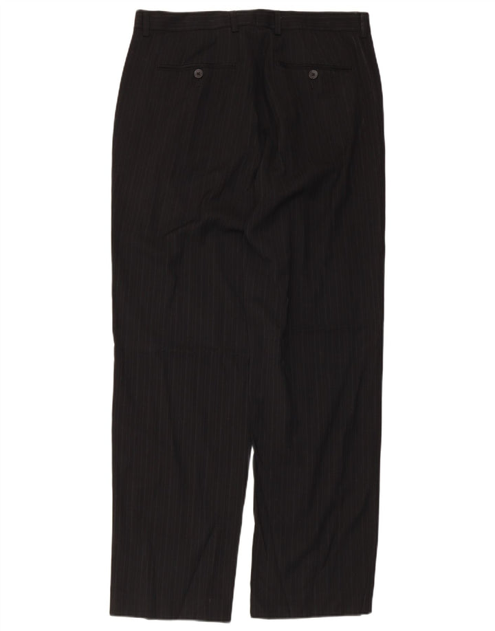 CALVIN KLEIN Mens Straight Suit Trousers W31 L30 Black Pinstripe Polyester