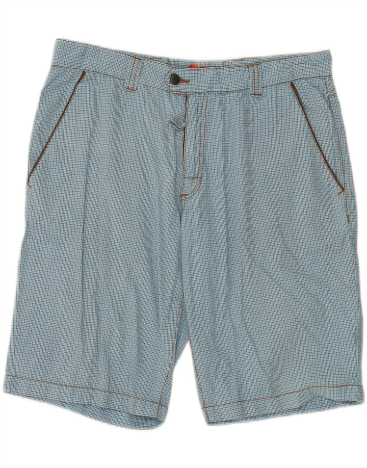 Sundek Mens Chino Shorts W33 Large Blue Check Cotton
