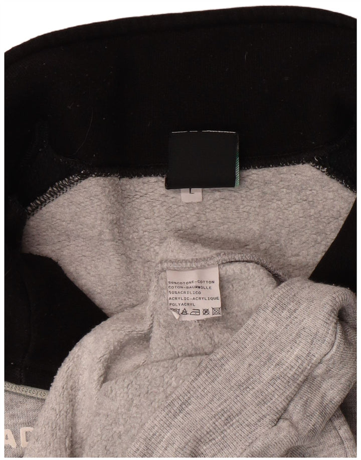 Diadora Mens Zip Neck Sweatshirt Jumper Large Grey Colourblock Cotton