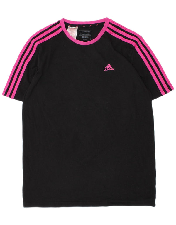 Adidas Boys T-Shirt Top 13-14 Years Black Cotton