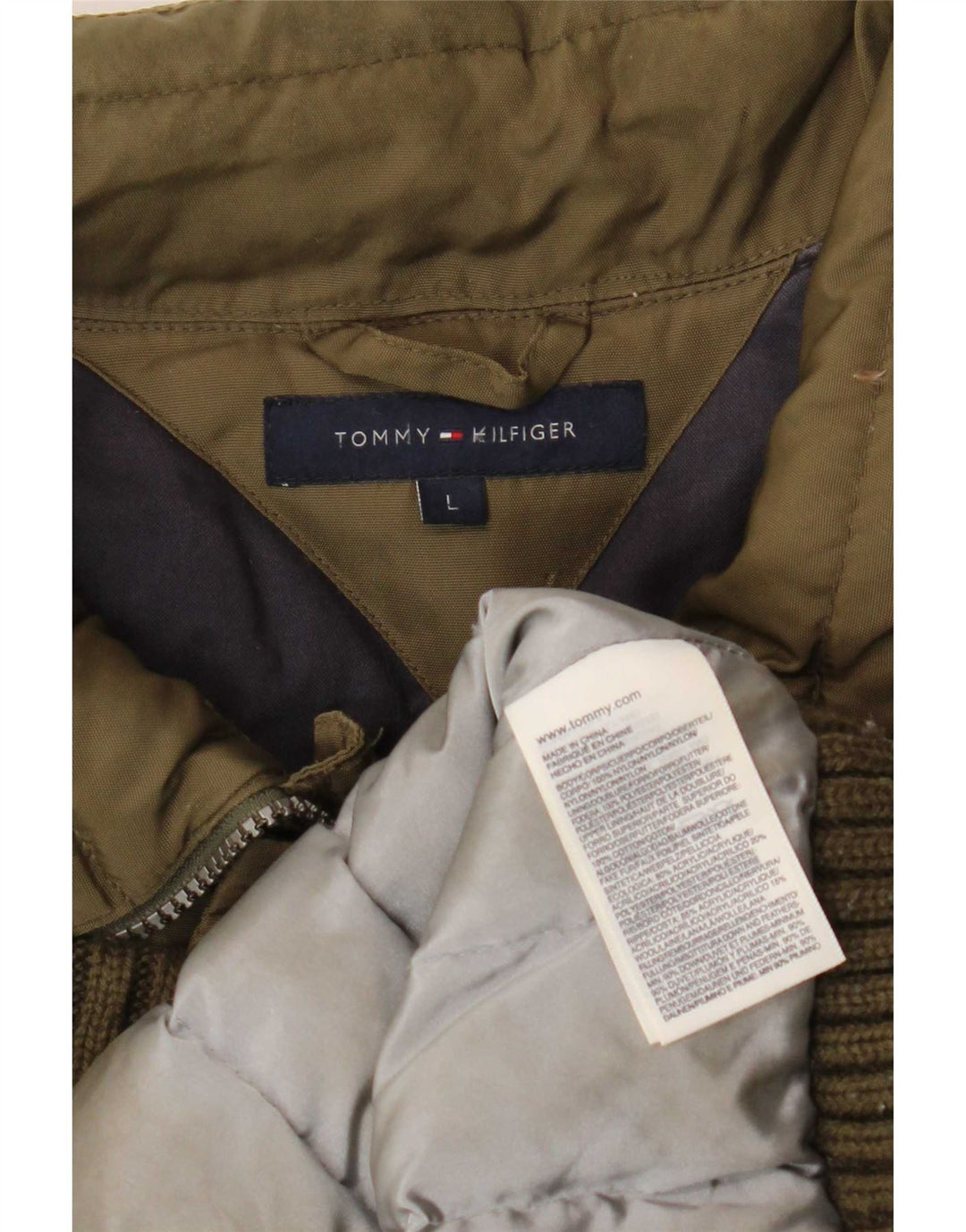 Tommy Hilfiger Mens Padded Jacket UK 40 Large Khaki Nylon