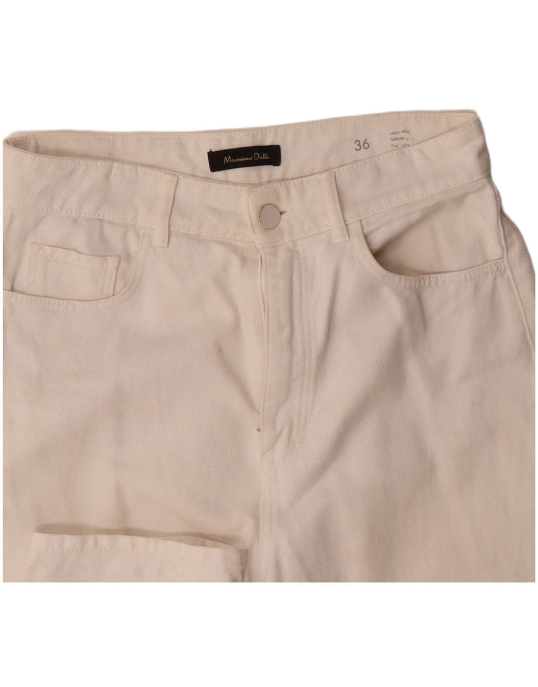 MASSIMO DUTTI Womens High Waist Tapered Jeans EU 36 XS W26 L28 White