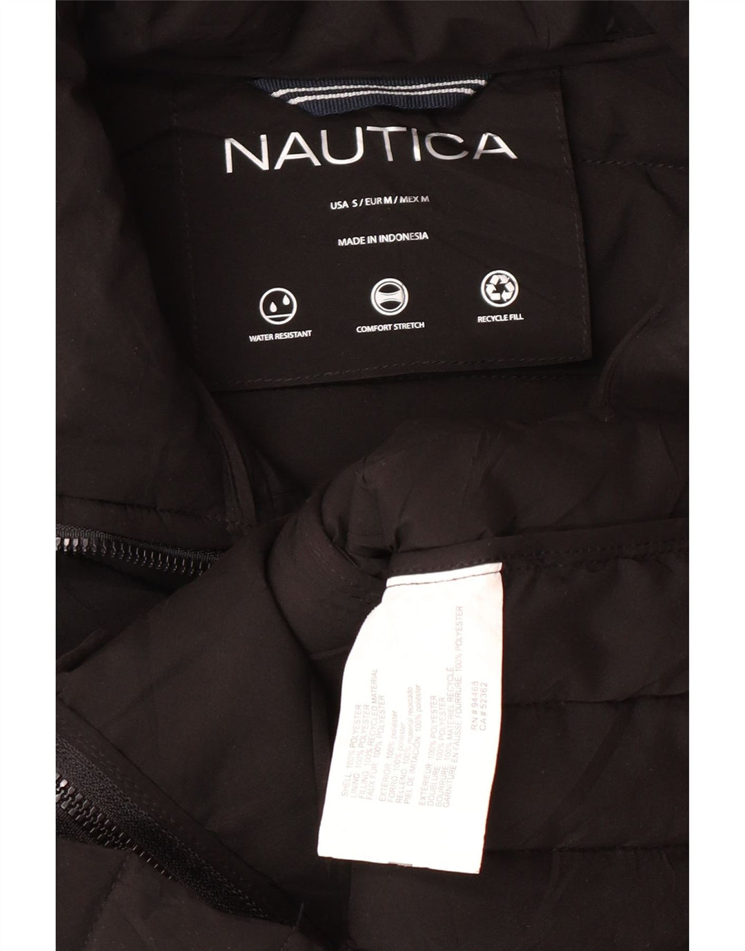 Nautica Womens Padded Jacket UK 10 Small Black Polyester