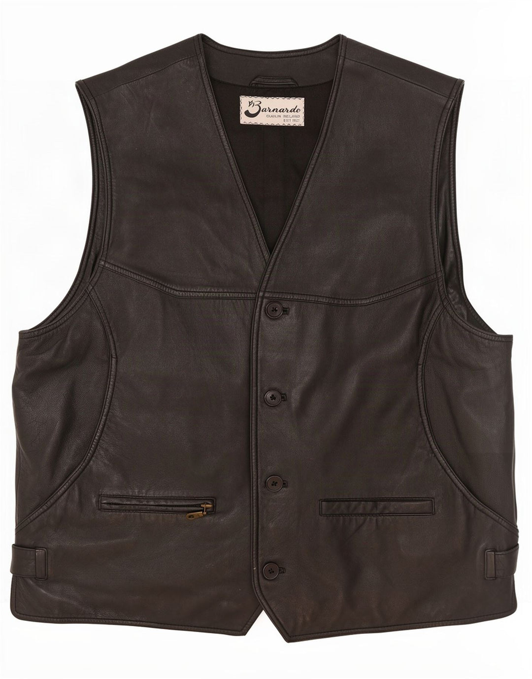 Barnardo Mens Leather Waistcoat Medium Black