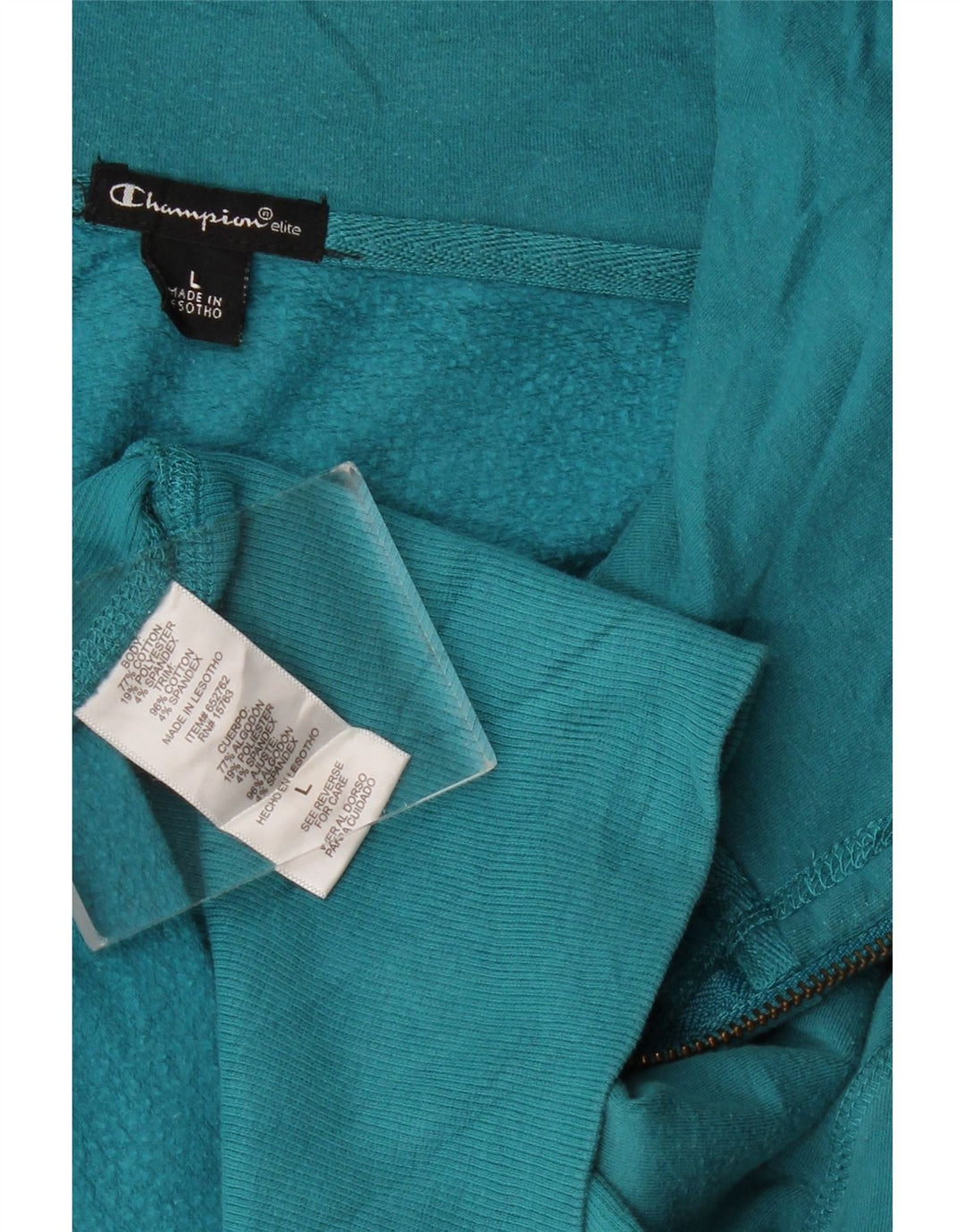 CHAMPION Womens Elite Zip Hoodie Sweater UK 16 Large Turquoise Cotton