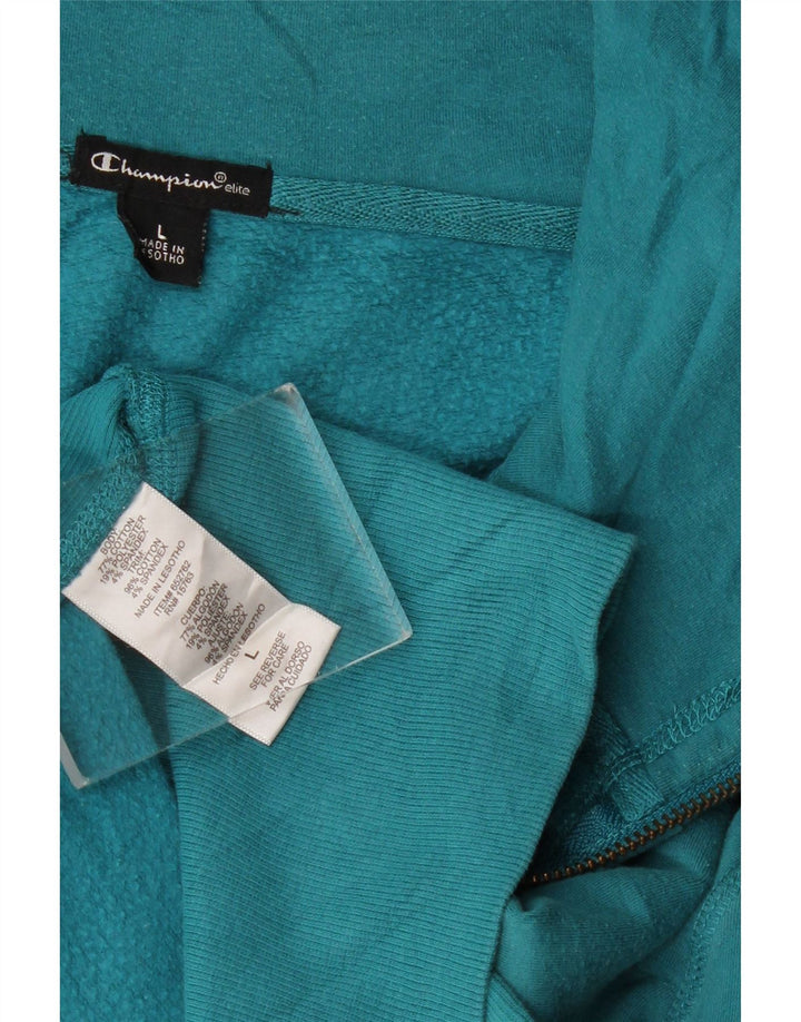 CHAMPION Womens Elite Zip Hoodie Sweater UK 16 Large Turquoise Cotton