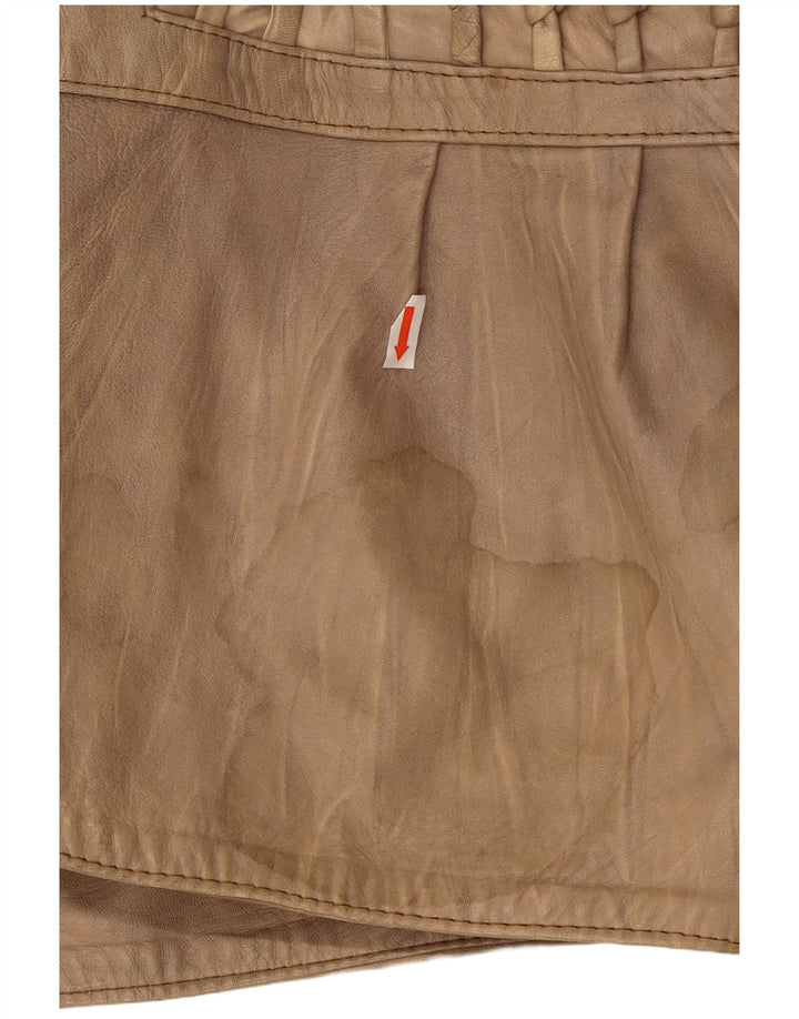 Vintage Womens Leather Jacket UK 14 Medium Beige Leather