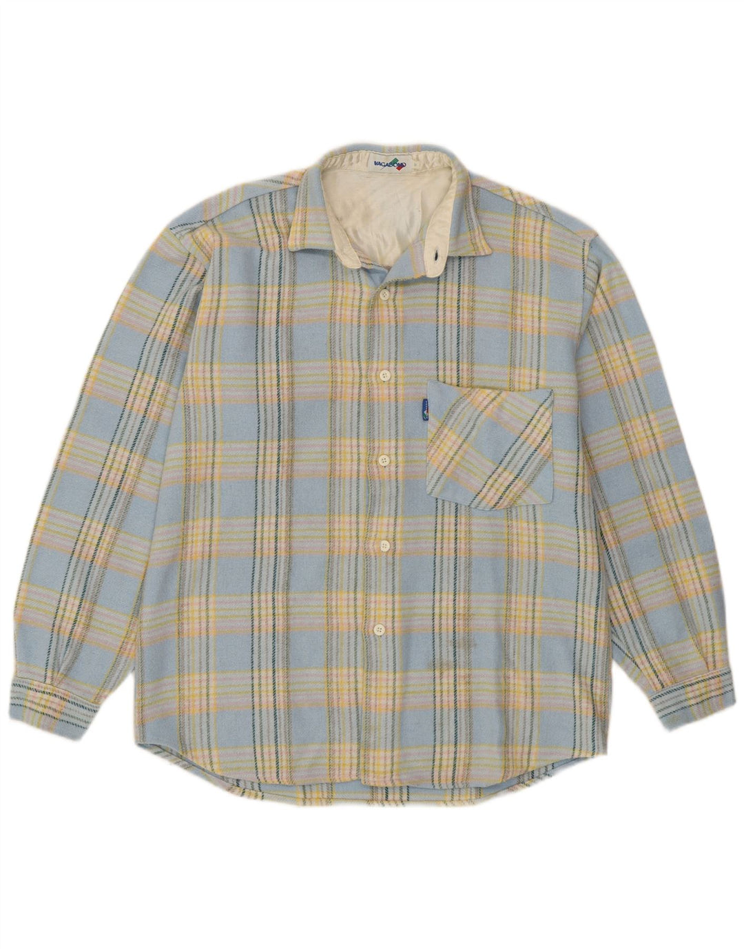 Vagabond Mens Overshirt Flannel Shirt Medium Blue Check