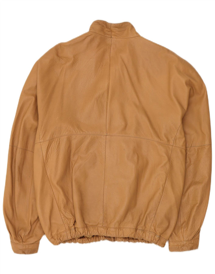 Essebi Mens Bomber Leather Jacket IT 56 3XL Beige Leather