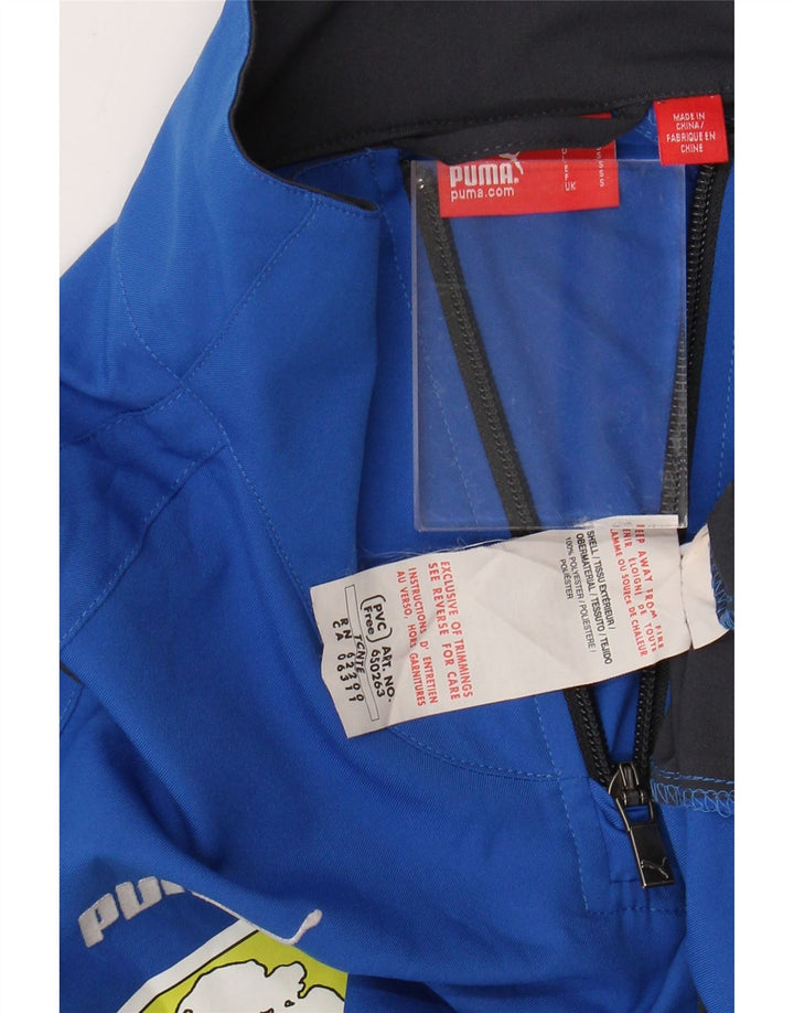 PUMA Mens Graphic Zip Neck Pullover Tracksuit Top Small Blue Colourblock