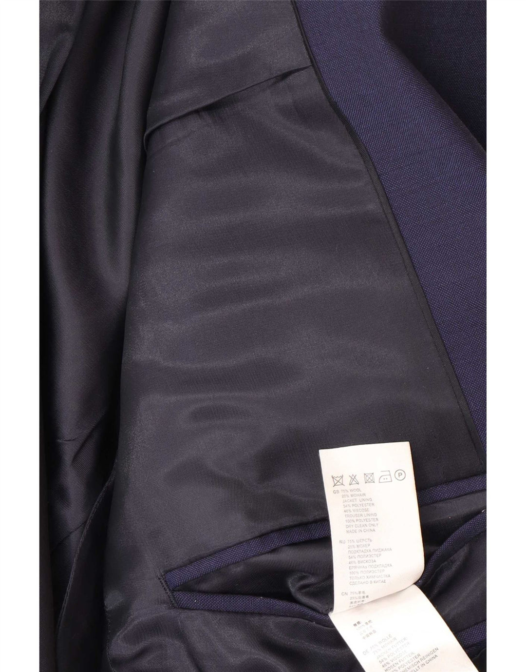 Reiss Mens 1 Button Blazer Jacket UK 38 Medium Navy Blue Wool