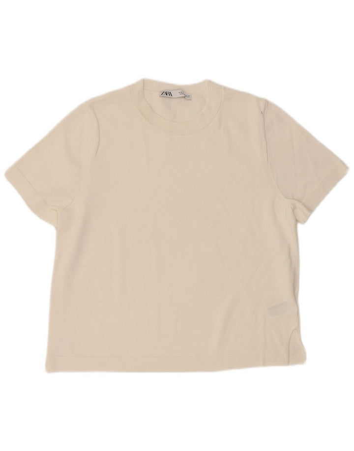 Zara Womens T-Shirt Top UK 14 Medium White Viscose