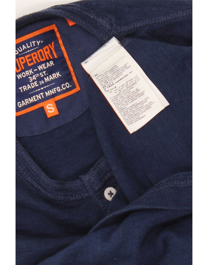 Superdry Mens Top Long Sleeve Small Navy Blue Cotton