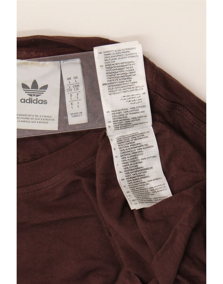 Adidas Mens T-Shirt Top Large Brown Cotton