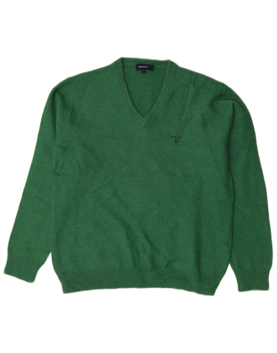 GANT Womens V-Neck Jumper Sweater UK 14 Large Green Lambswool