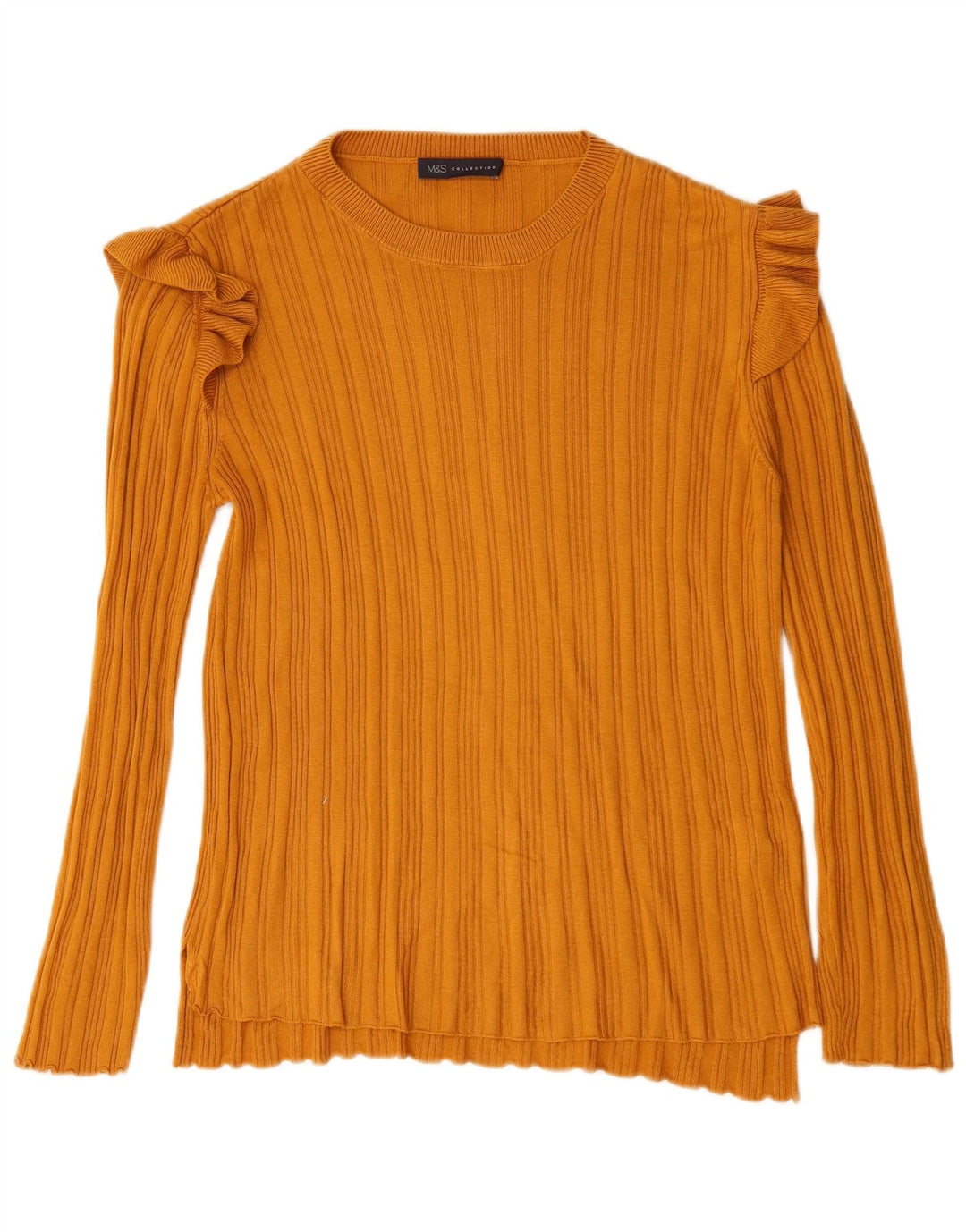 Marks & Spencer Womens Top Long Sleeve UK 12 Medium  Yellow Acrylic