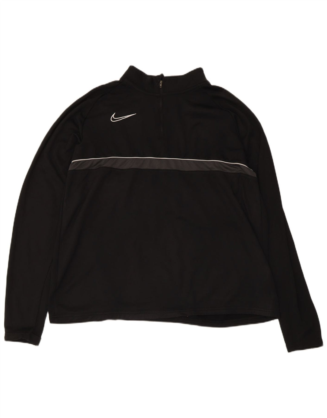 Nike Mens Dri Fit Zip Neck Pullover Tracksuit Top XL Black Colourblock