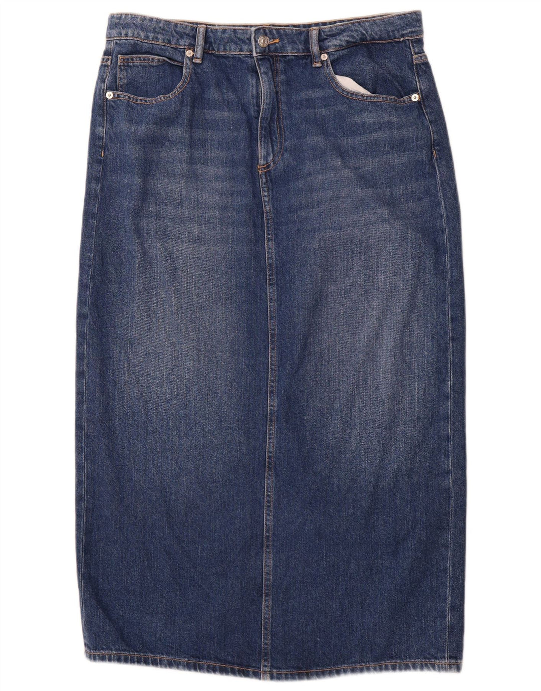 ZARA Womens High Waist Denim Skirt XL W32  Blue Cotton