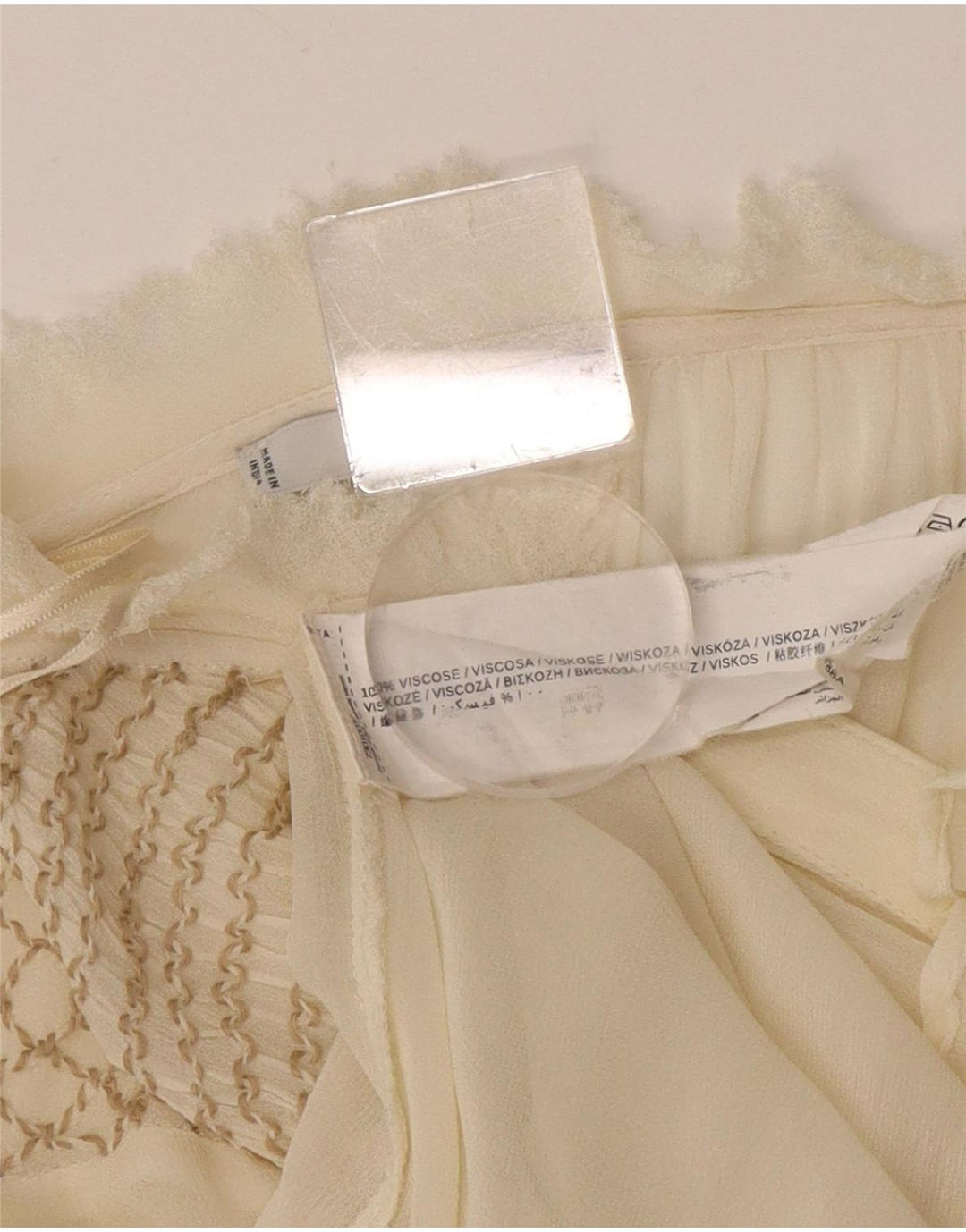 Mango Womens See Through Blouse Top UK 12 Medium Off White Viscose