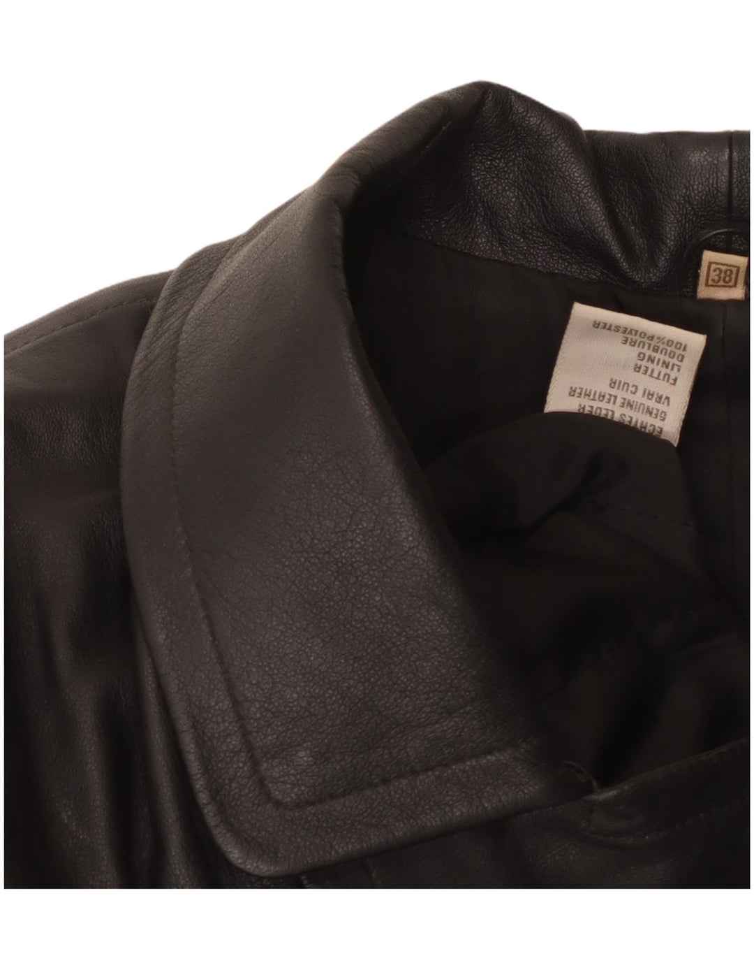 VINTAGE Womens Oversized Leather Coat EU 38 Medium Black Leather