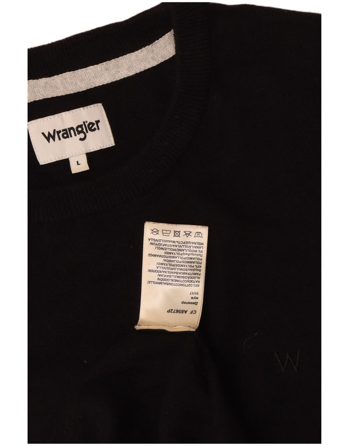 Wrangler Mens Crew Neck Jumper Sweater Large Black Cotton