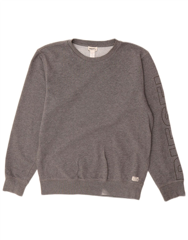 Diesel Mens Graphic Sweatshirt Jumper Small Grey Cotton