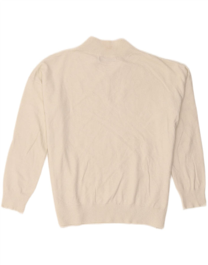 Marks & Spencer Womens V-Neck Jumper Sweater UK 14 Medium Off White