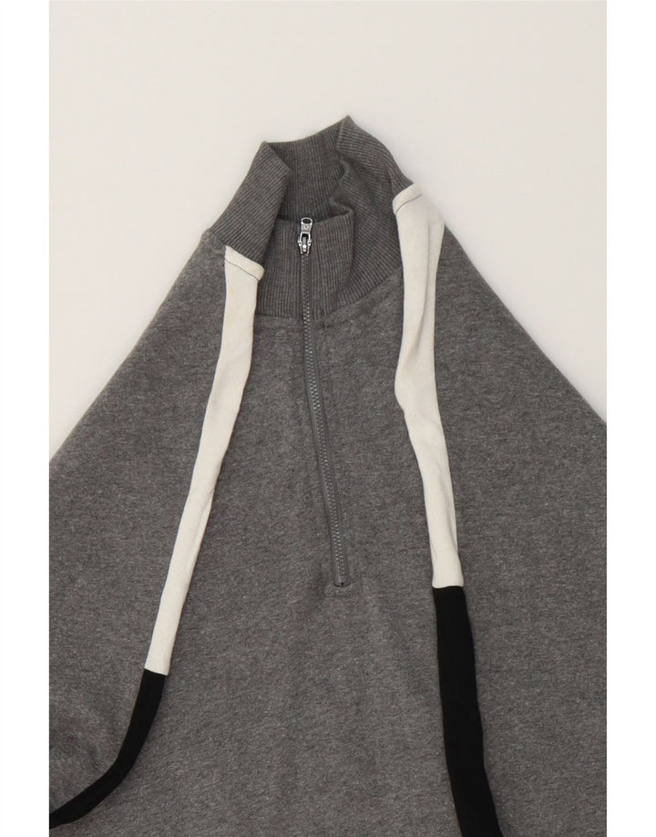 REEBOK Womens Zip Neck Sweatshirt Jumper UK 14 Medium Grey Colourblock Vintage Reebok and Second-Hand Reebok from Messina Hembry 