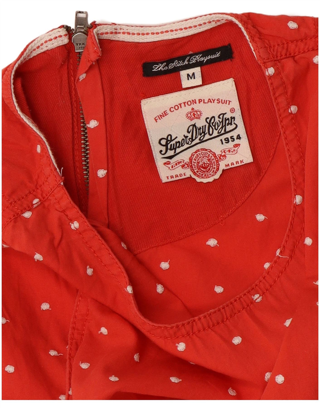 Superdry Womens Sleeveless Playsuit UK 14 Medium Red Spotted