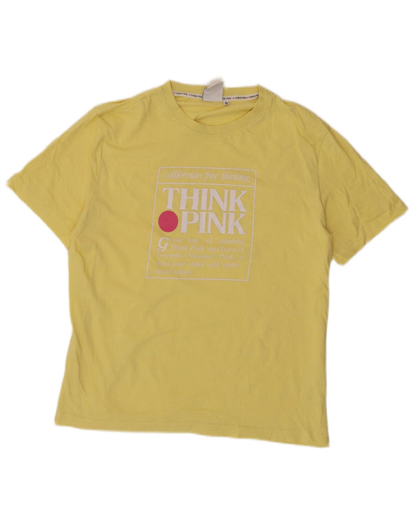 Think Pink Mens Graphic T-Shirt Top IT 48 Medium Yellow Cotton