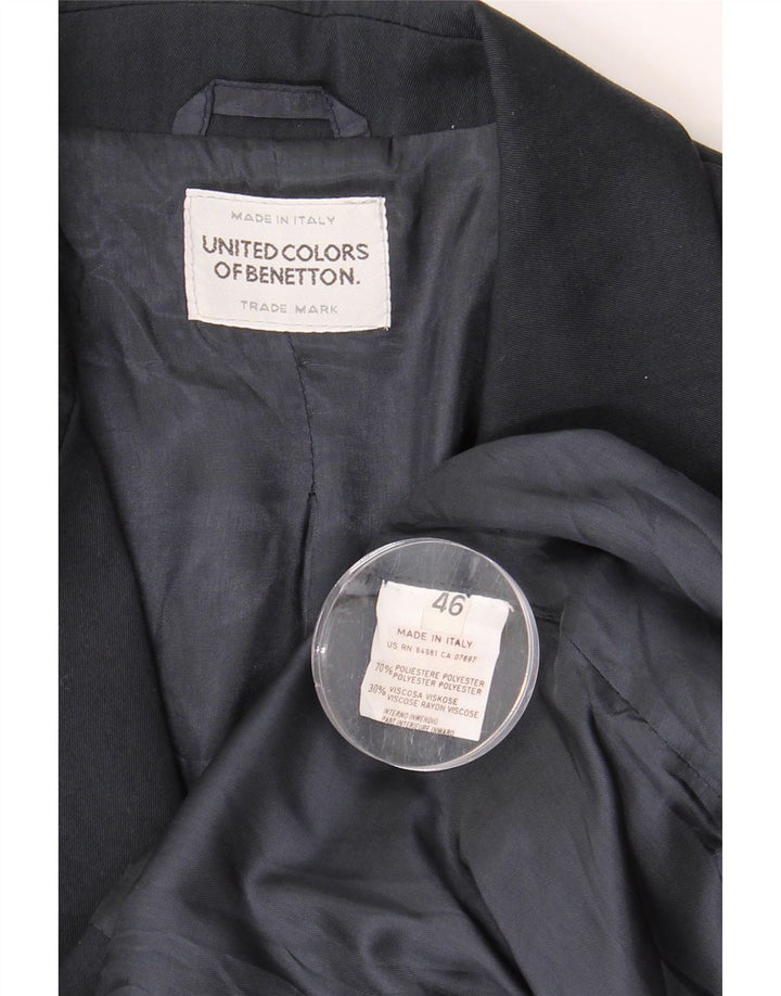 BENETTON Womens 2 Button Blazer Jacket IT 46 Large Navy Blue Polyester