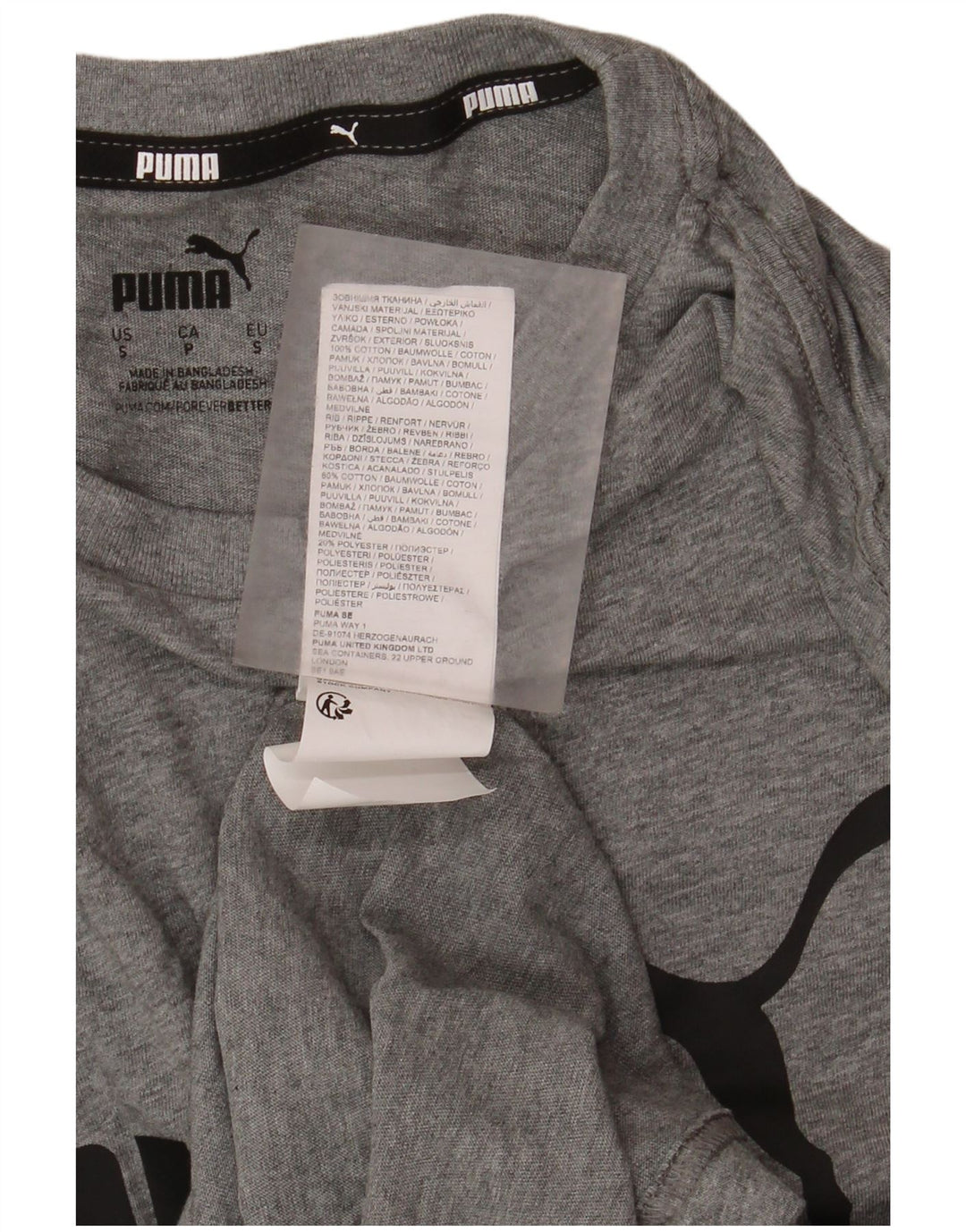 Puma Mens Graphic T-Shirt Top Small Grey Cotton