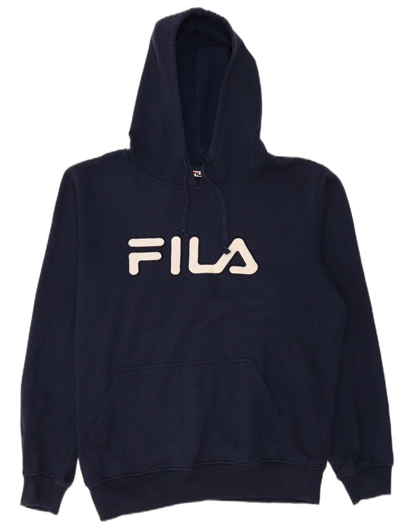 FILA Mens Graphic Hoodie Jumper Large Navy Blue Cotton