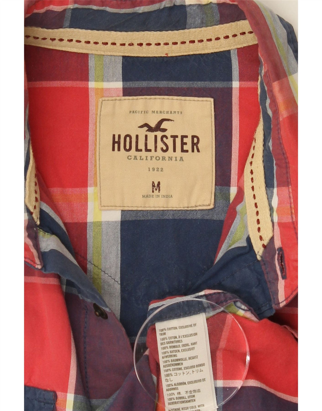 HOLLISTER Mens Shirt Medium Red Check Cotton Vintage Hollister and Second-Hand Hollister from Messina Hembry 