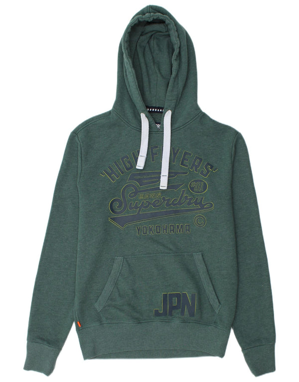 SUPERDRY Mens Yokohama Graphic Hoodie Jumper Small Green Cotton