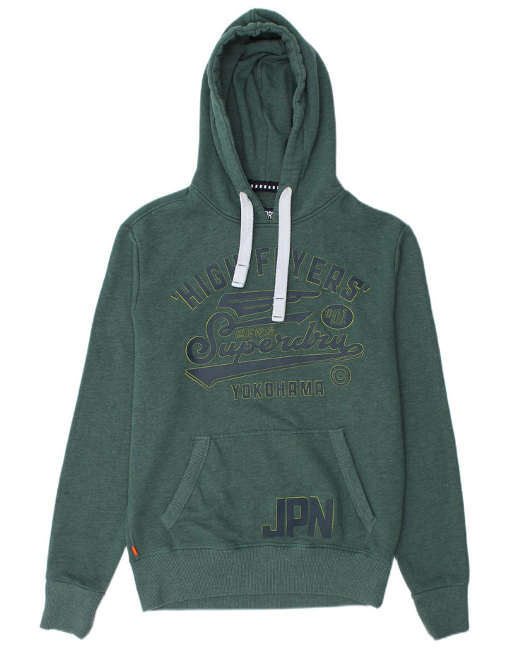 SUPERDRY Mens Yokohama Graphic Hoodie Jumper Small Green Cotton