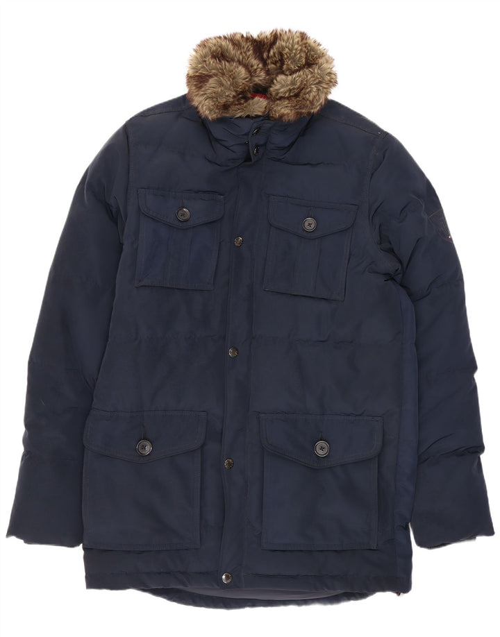 Tommy Hilfiger Mens Padded Coat UK 36 Small Navy Blue Polyester