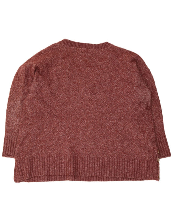 Fat Face Womens V-Neck Jumper Sweater UK 20 2XL Burgundy Polyester