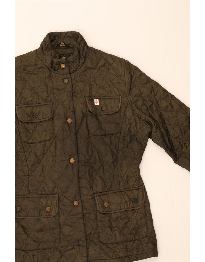 BARBOUR Womens Quilted Jacket UK 12 Medium Khaki Polyamide Vintage Barbour and Second-Hand Barbour from Messina Hembry 
