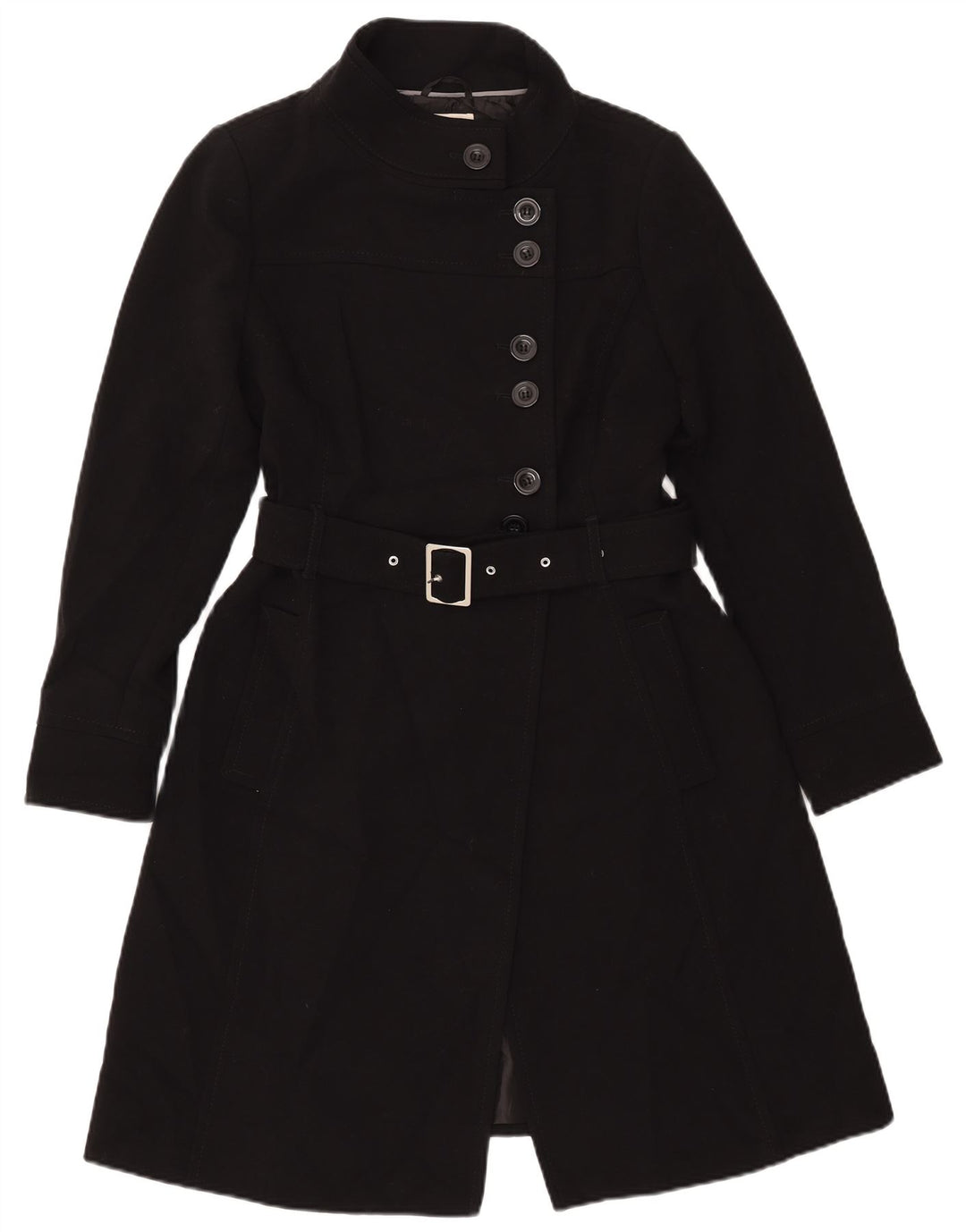 MARKS & SPENCER Womens Overcoat UK 14 Medium Black Polyester