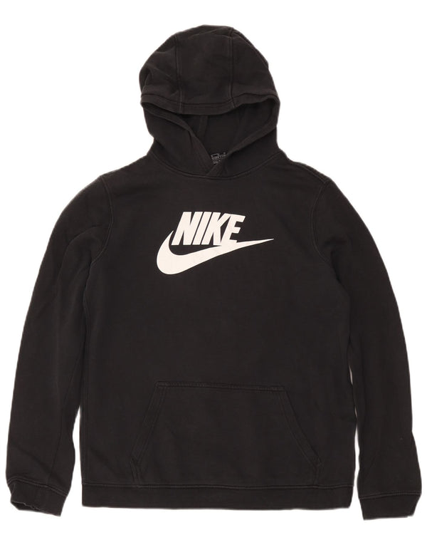 Nike Boys Graphic Hoodie Jumper 13-14 Years XL Black Cotton