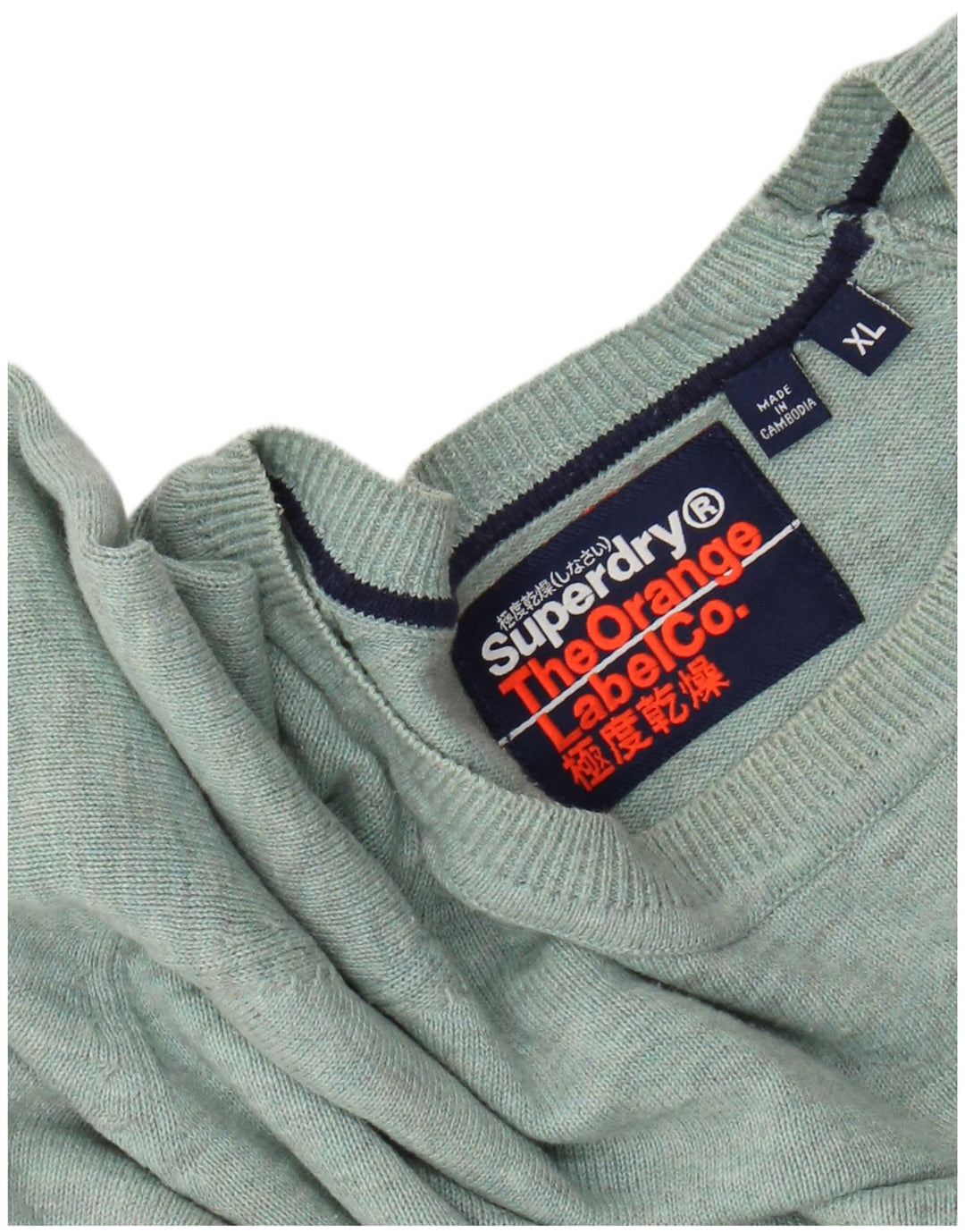 SUPERDRY Mens Crew Neck Jumper Sweater XL Green Flecked