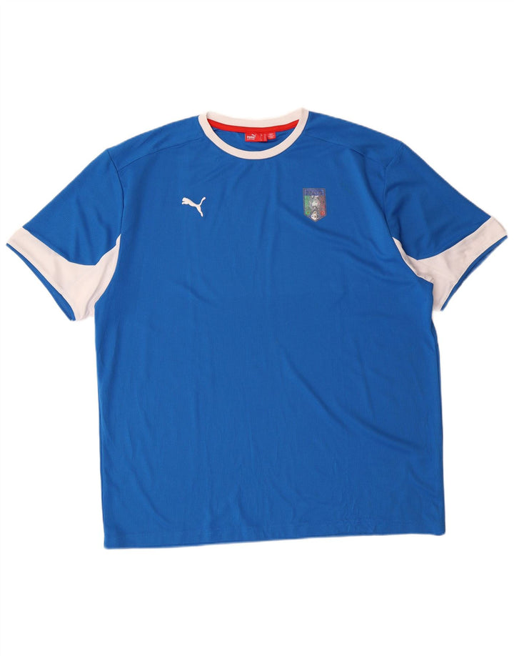Puma Mens Italia T-Shirt Top XL Blue Colourblock Polyester
