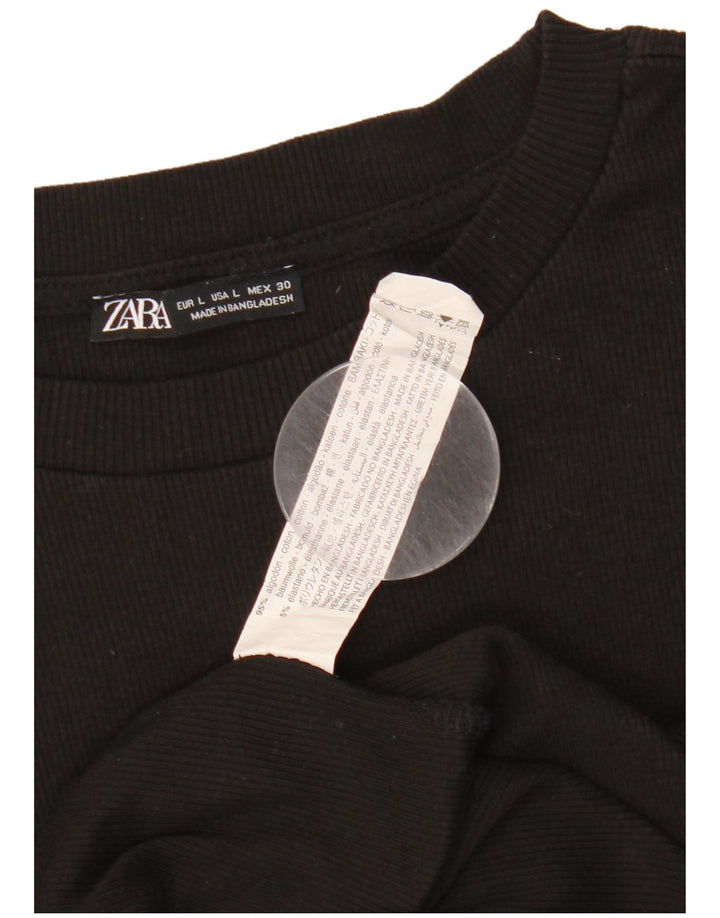 ZARA Womens Jumper Dress UK 14 Large Black Cotton