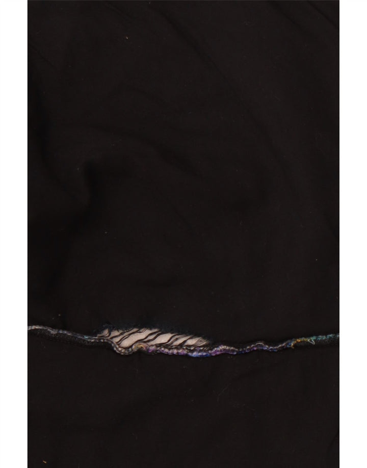 Vintage Womens OPEN Waistcoat UK 12 Medium Black Floral