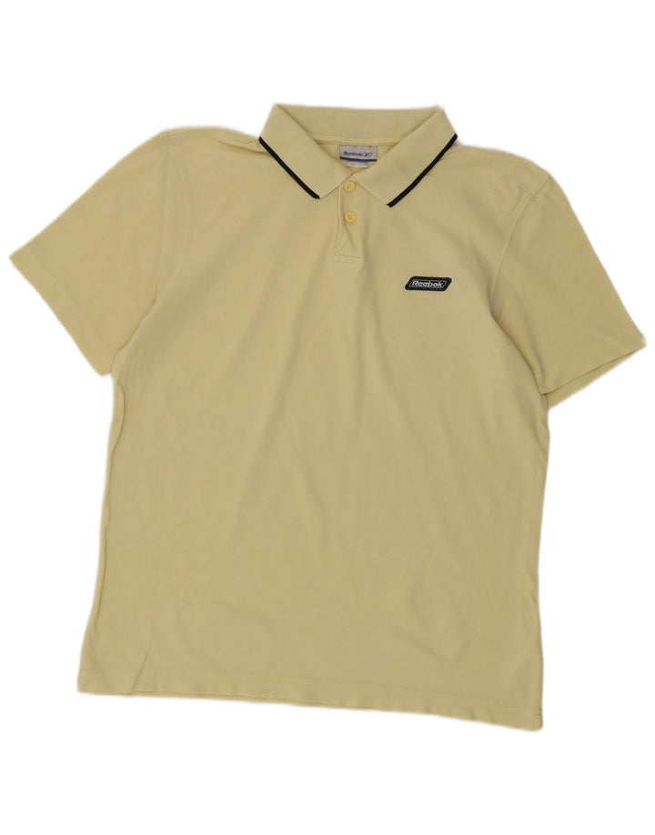 REEBOK Mens Polo Shirt Medium Yellow Cotton