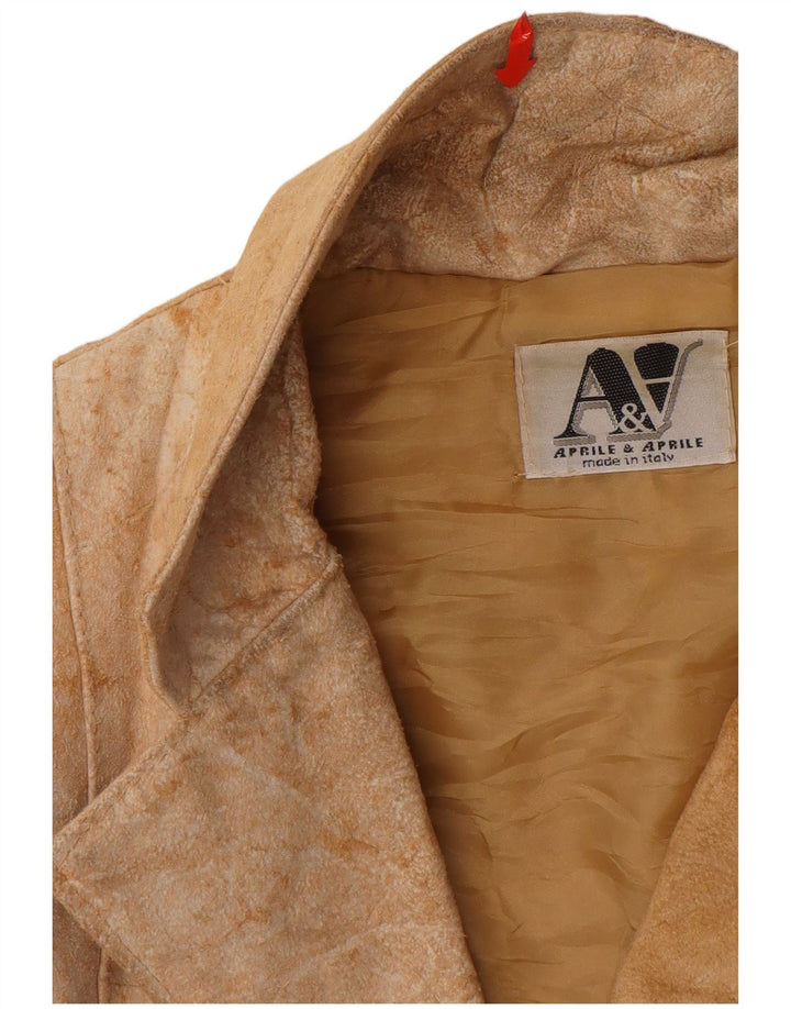 VINTAGE Womens Suede Jacket UK 12 Medium Beige Leather