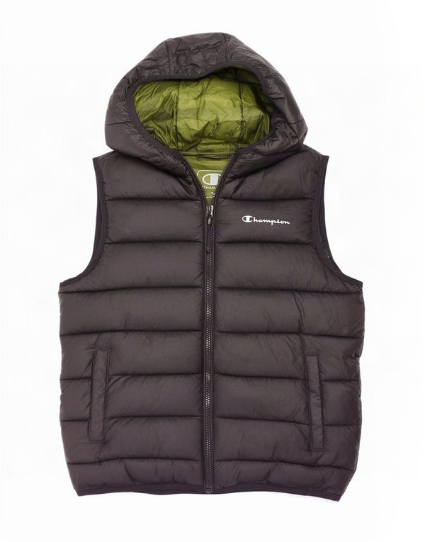 Champion Boys Hooded Padded Gilet 11-12 Years Large Black Polyester