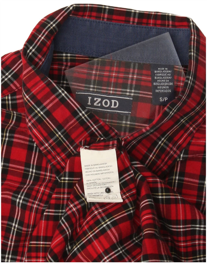 IZOD Mens Shirt Small Red Check Cotton