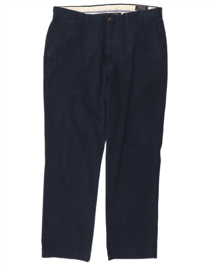 Polo Ralph Lauren Mens Straight Chino Trousers W35 L30 Navy Blue Cotton